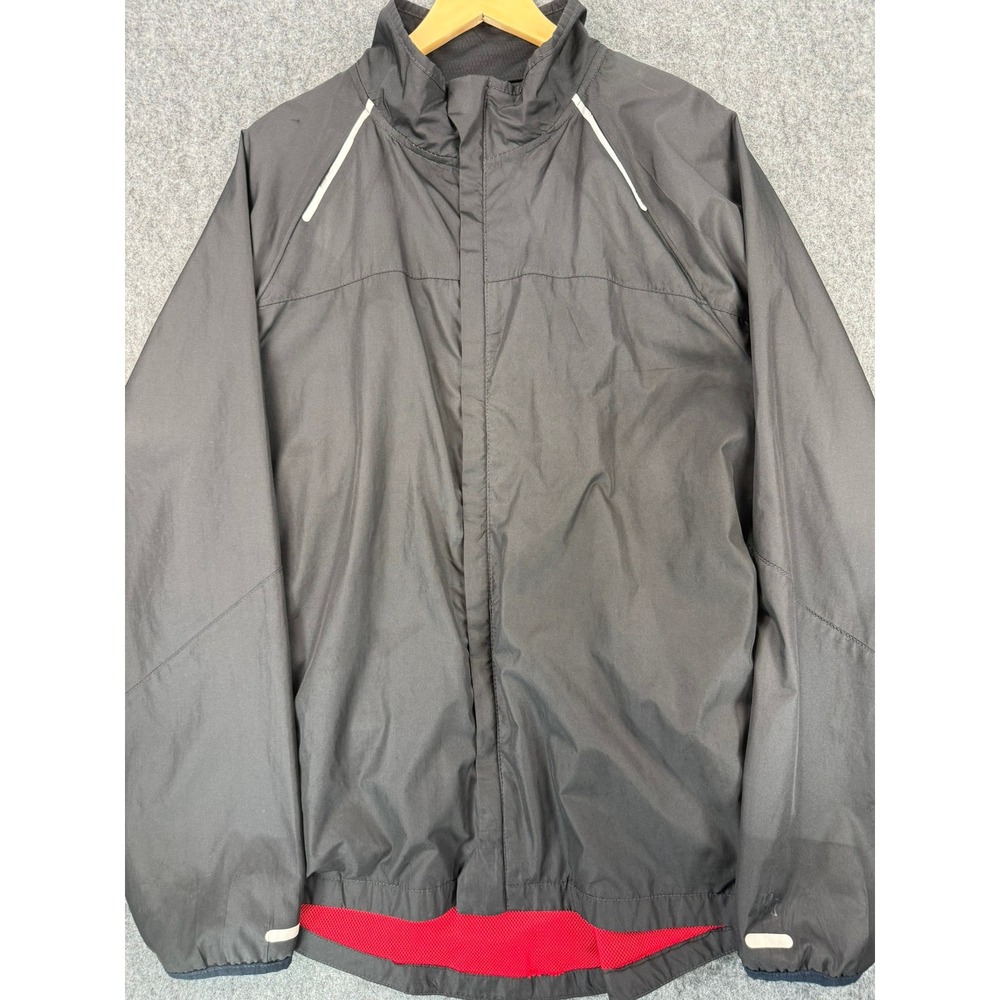 Starter Mens Full Zip Windbreaker Jacket Rich Black Red Mesh XL Y2K